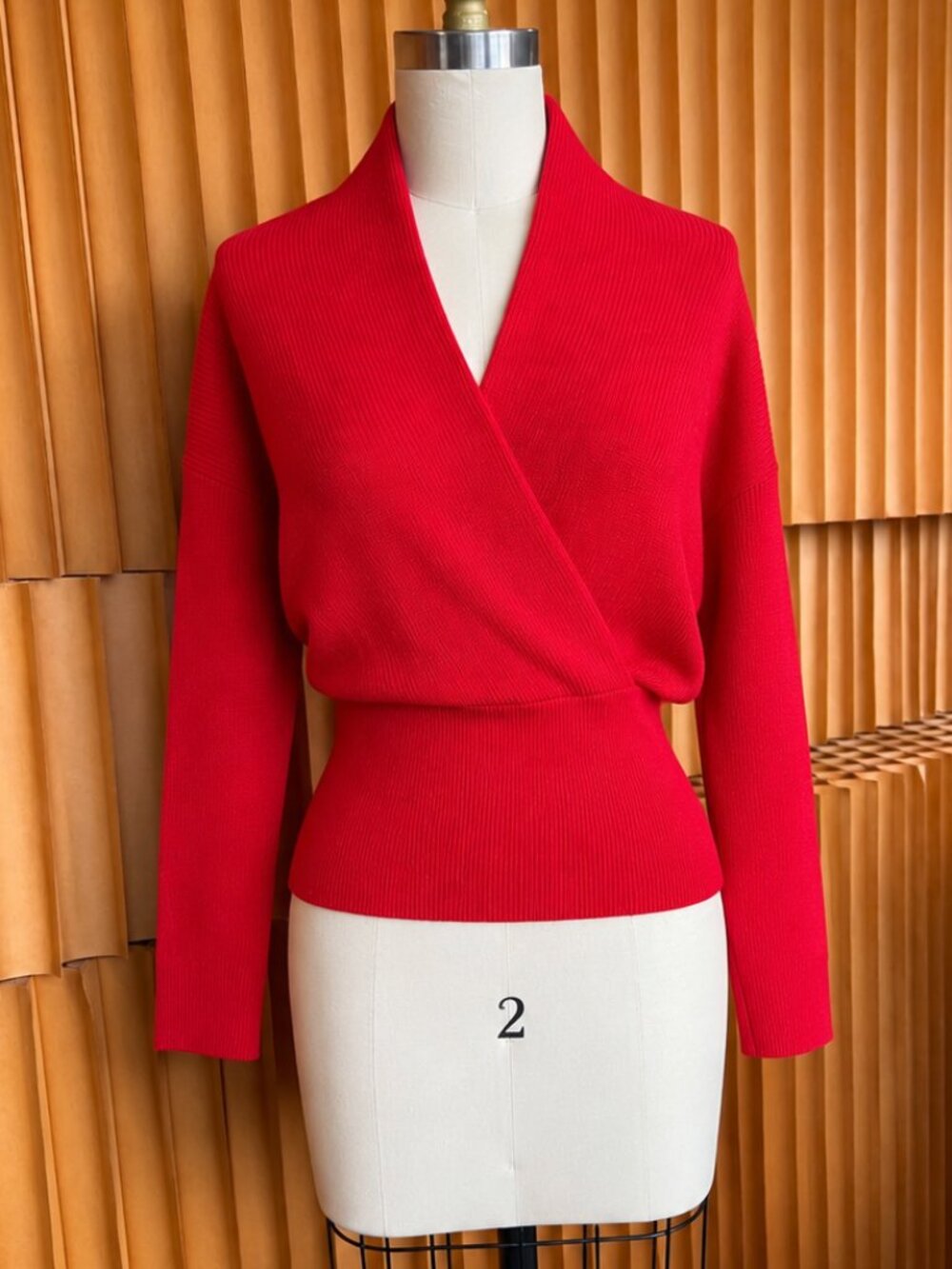 Aritzia Babaton Red Wrap Sweater – XXS | Minimalist Chic